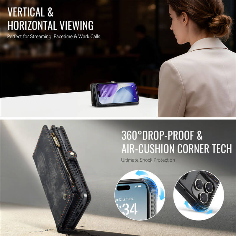 CaseMe iPhone 17 Pro Max 2-in-1 Magnetic Wallet Case