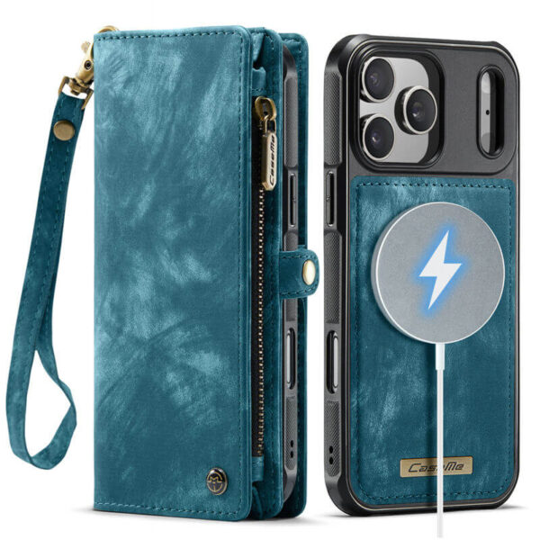 Alternative view of CaseMe iPhone 17 Pro 2-in-1 Magnetic Wallet Case with MagSafe Wireless Charging, RFID Blocking & Wrist Strap