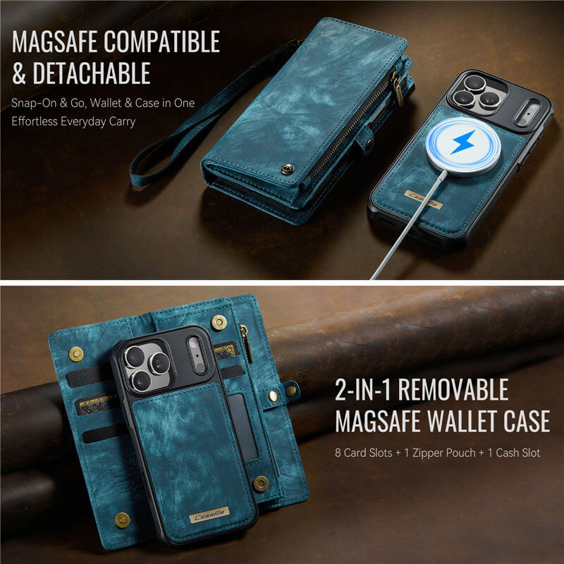 CaseMe iPhone 17 Pro Max 2-in-1 Magnetic Wallet Case