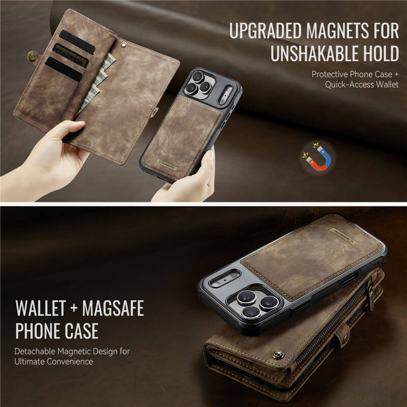 CaseMe iPhone 17 Pro Max 2-in-1 Magnetic Wallet Case