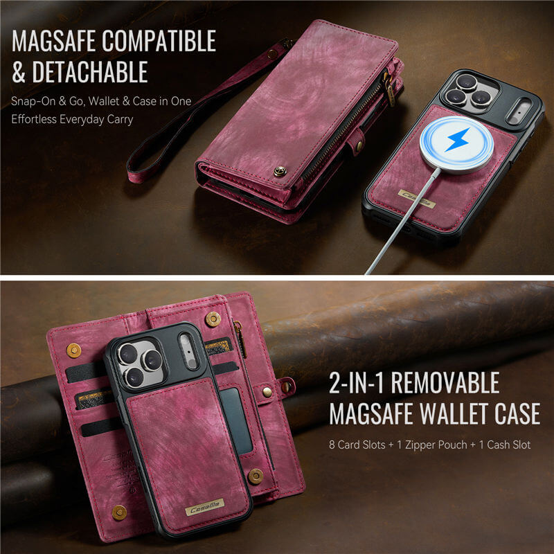 CaseMe iPhone 17 Pro 2-in-1 Magnetic Wallet Case