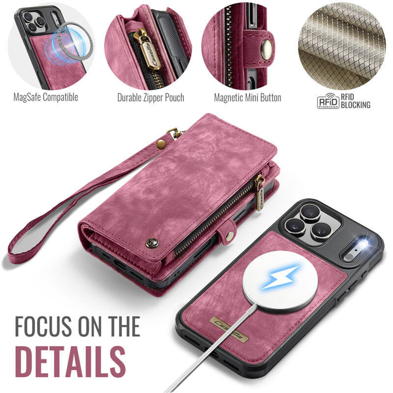 CaseMe iPhone 17 Pro Max 2-in-1 Magnetic Wallet Case