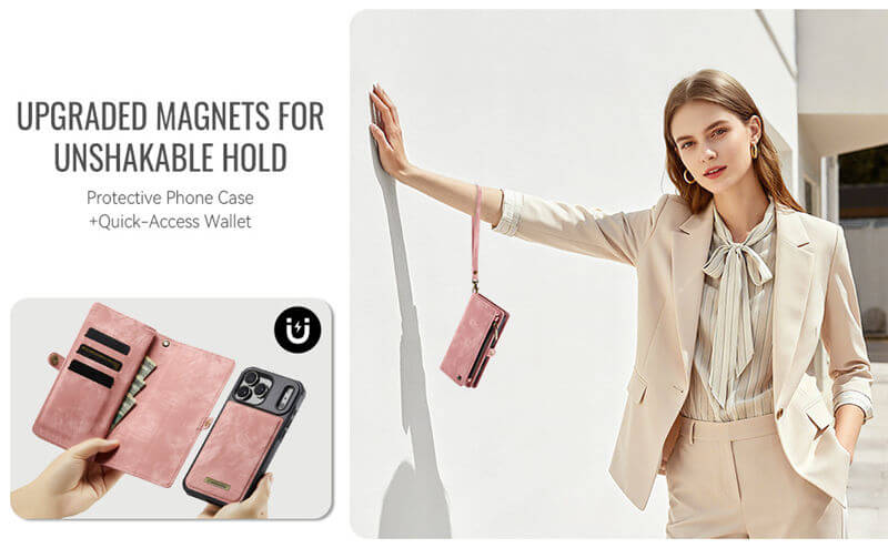 CaseMe iPhone 17 Pro Max 2-in-1 Magnetic RFID Wallet Case