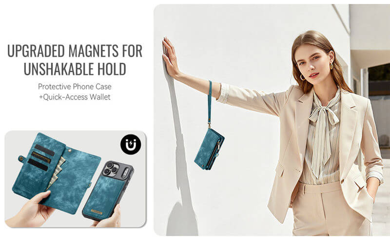 CaseMe iPhone 17 Pro 2-in-1 Magnetic RFID Wallet Case