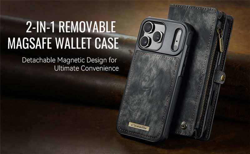 CaseMe iPhone 17 Pro Max 2-in-1 Magnetic RFID Wallet Case