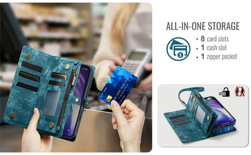 CaseMe iPhone 17 Pro Max 2-in-1 Magnetic RFID Wallet Case