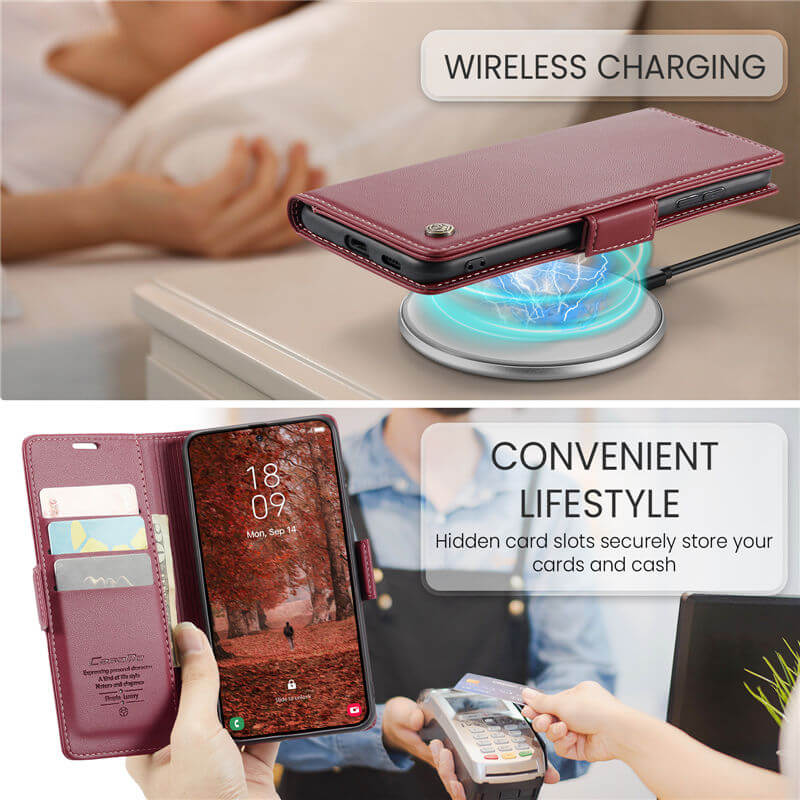 CaseMe Samsung Galaxy S26 Wallet RFID Blocking Magnetic Buckle Case