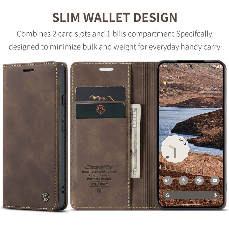 CaseMe Google Pixel 10A Wallet Suede Leather Case
