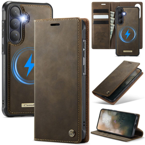 CaseMe Samsung Galaxy S26 2-in-1 Magnetic Wallet Case – Wireless Charging & RFID Blocking