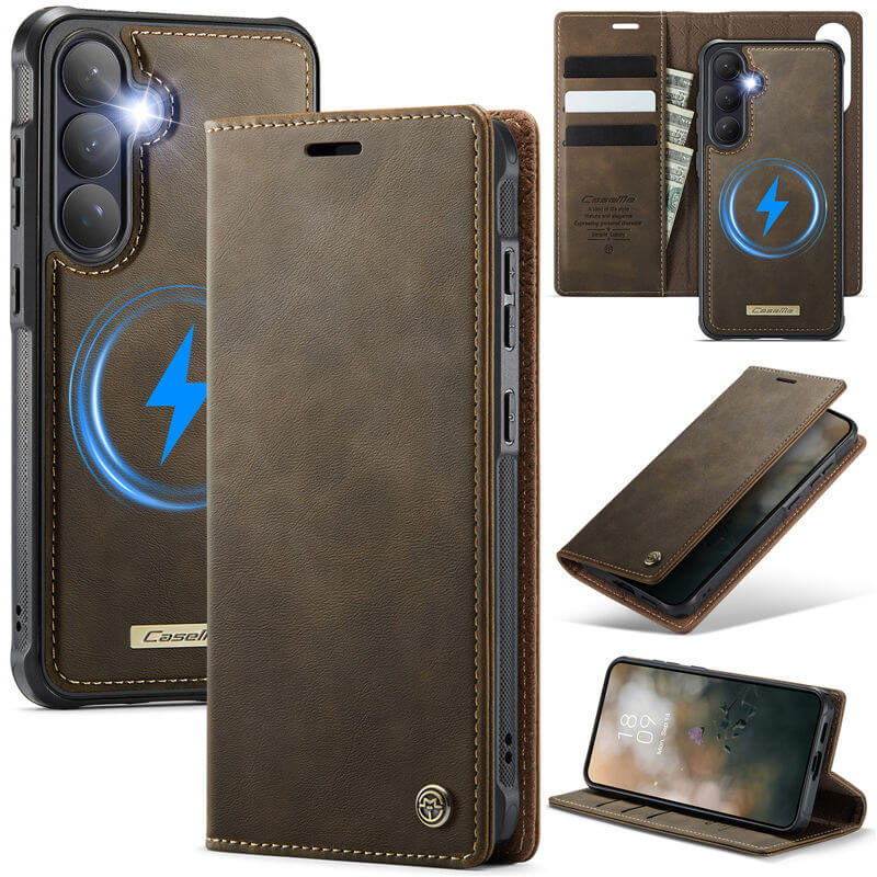 CaseMe Samsung Galaxy S26 2-in-1 Magnetic Wallet Case – Wireless Charging & RFID Blocking