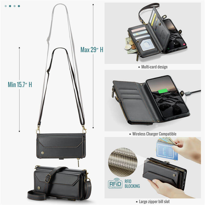 CaseMe Samsung Galaxy S26 Ultra RFID Wallet Crossbody Case with Wireless Charging - Image 4