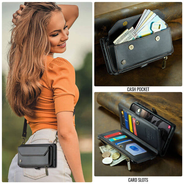 CaseMe Samsung Galaxy S26 Ultra RFID Wallet Crossbody Case with Wireless Charging - Image 9