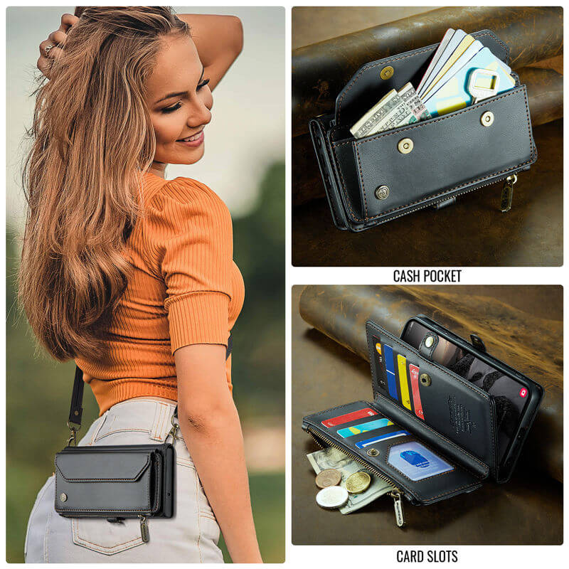 CaseMe Samsung Galaxy S26 Ultra RFID Wallet Crossbody Case with Wireless Charging