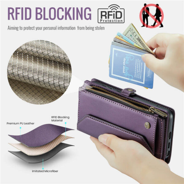 CaseMe Samsung Galaxy S26 Ultra RFID Wallet Crossbody Case with Wireless Charging - Image 7