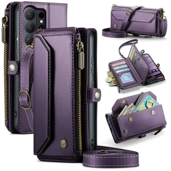 CaseMe Samsung Galaxy S26 Ultra RFID Wallet Crossbody Case with Wireless Charging