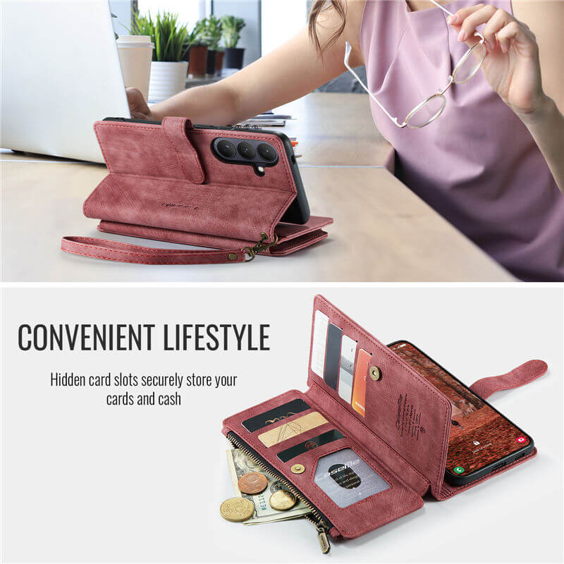 CaseMe Samsung Galaxy S26 Wallet Kickstand Case with Wrist Strap