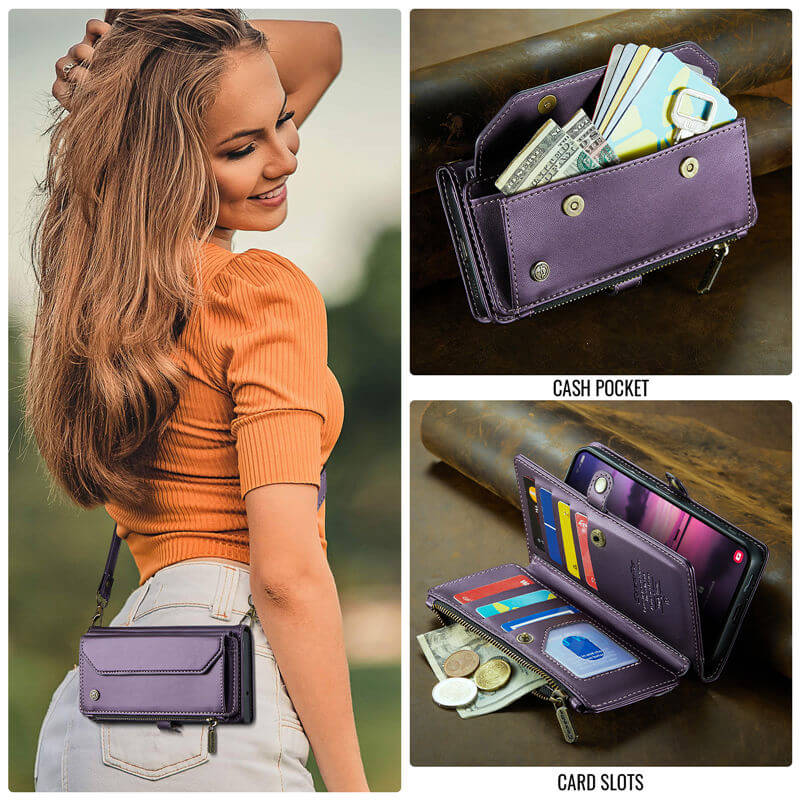 CaseMe Samsung Galaxy S26 RFID Wallet Crossbody Case with Wireless Charging