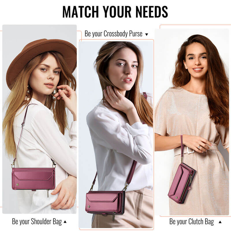 CaseMe Samsung Galaxy S26 RFID Wallet Crossbody Case with Wireless Charging