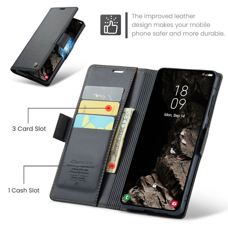 CaseMe Samsung Galaxy A37 Wallet RFID Blocking Magnetic Buckle Case