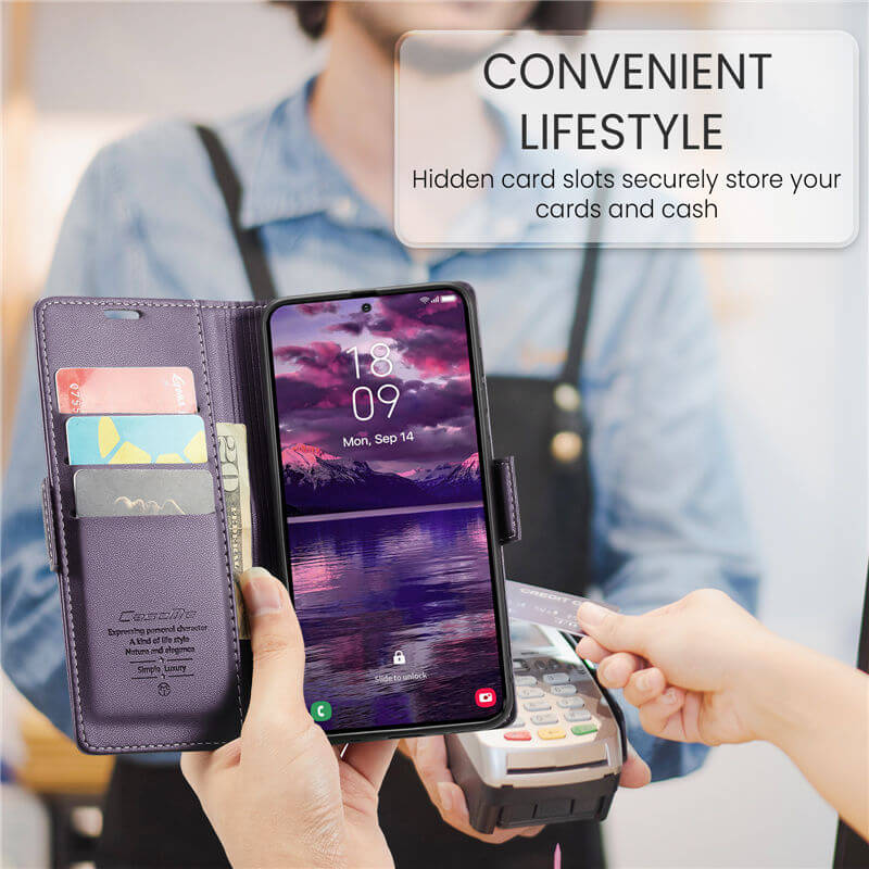 CaseMe Samsung Galaxy A37 Wallet RFID Blocking Magnetic Buckle Case