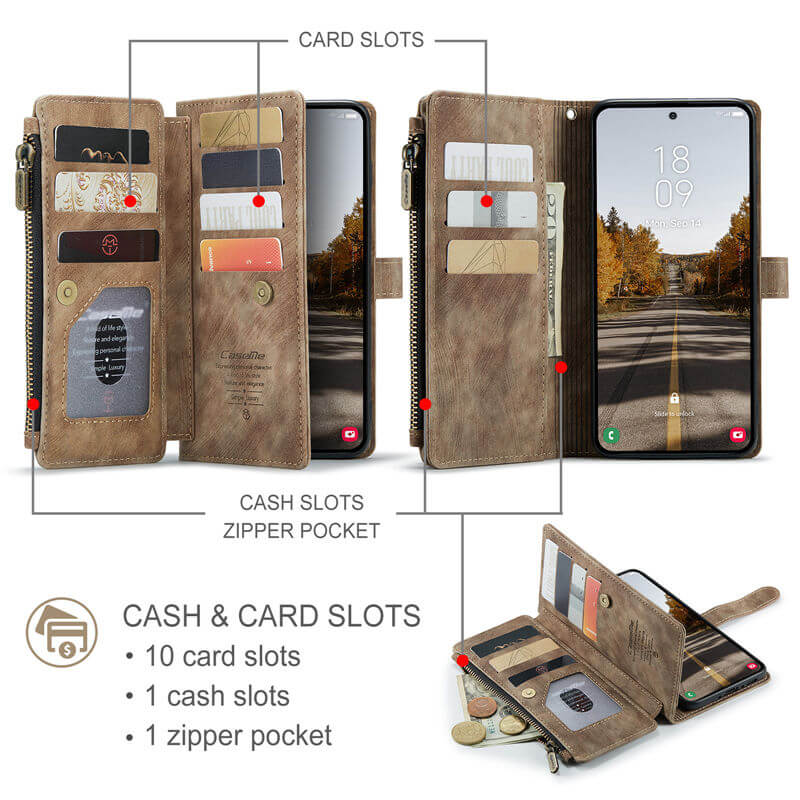 CaseMe Samsung Galaxy A37 Wallet Kickstand Case with Wrist Strap