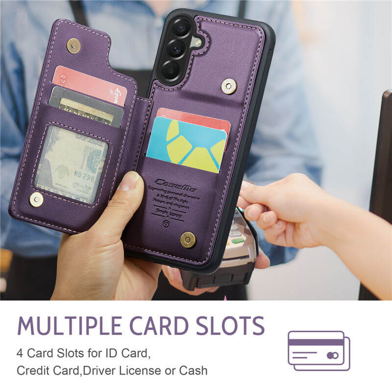 CaseMe Samsung Galaxy A57 RFID Blocking Card Holder Kickstand Case