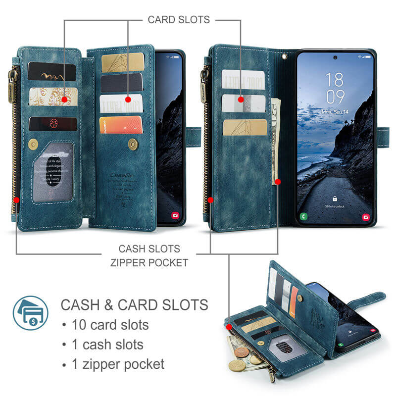 CaseMe Samsung Galaxy A57 Wallet Kickstand Case with Wrist Strap