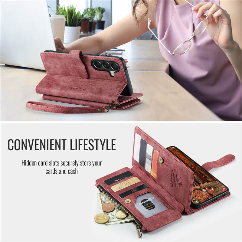 CaseMe Samsung Galaxy A57 Wallet Kickstand Case with Wrist Strap