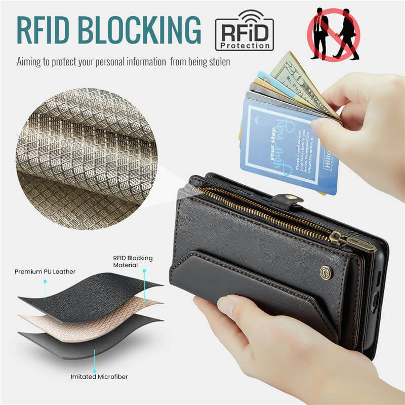 CaseMe Samsung Galaxy A57 Crossbody RFID Blocking Wallet Case