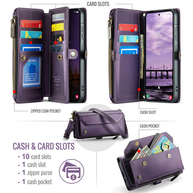 CaseMe Samsung Galaxy A57 Crossbody RFID Blocking Wallet Case