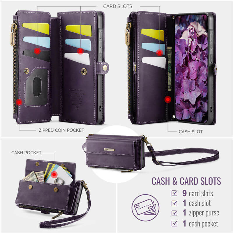 CaseMe Samsung Galaxy A57 Wallet Case with RFID Blocking & Crossbody Strap