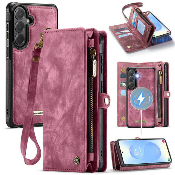 CaseMe Samsung Galaxy S26 Plus 2-in-1 Magnetic RFID Wallet Case with Wireless Charging & Detachable Wrist Strap