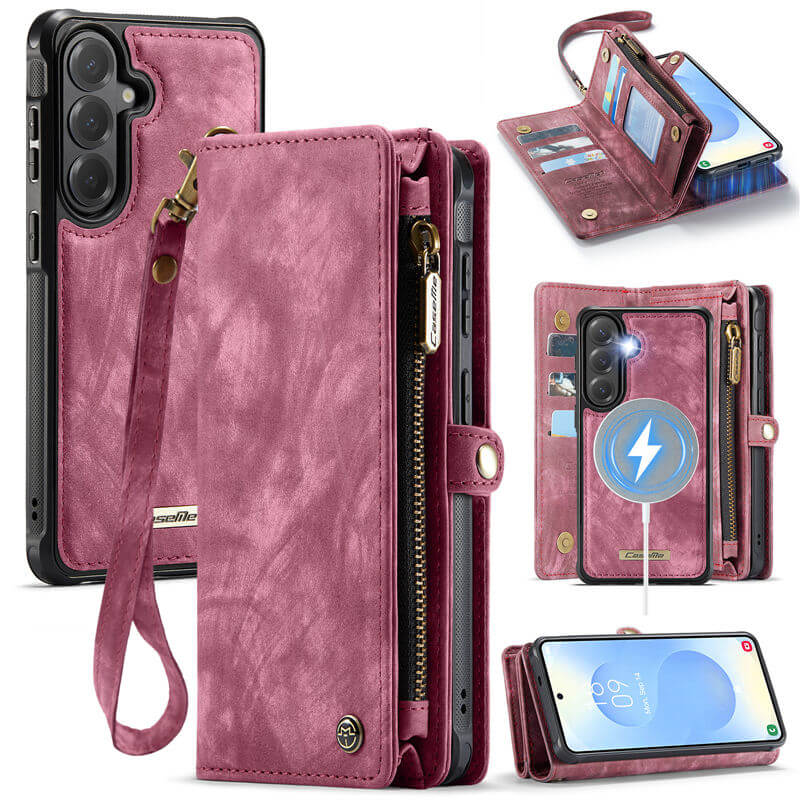 CaseMe Samsung Galaxy S26 Plus 2-in-1 Magnetic RFID Wallet Case with Wireless Charging & Detachable Wrist Strap