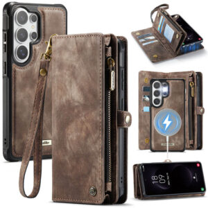 CaseMe Samsung Galaxy S26 Ultra 2-in-1 Magnetic RFID Wallet Case with Wireless Charging & Detachable Wrist Strap