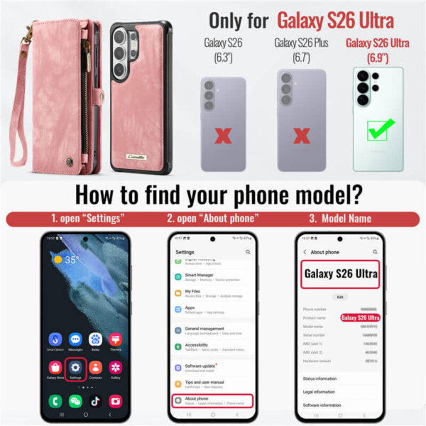 Alternative view of CaseMe Samsung Galaxy S26 Ultra 2-in-1 Magnetic RFID Wallet Case with Wireless Charging & Detachable Wrist Strap