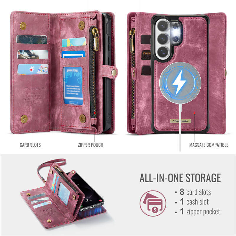 CaseMe Samsung Galaxy S26 Ultra 2-in-1 Magnetic RFID Wallet Case with Wireless Charging & Detachable Wrist Strap - Image 4