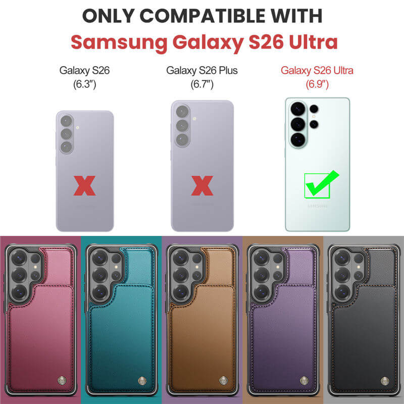 CaseMe Samsung Galaxy S26 Ultra RFID Blocking Card Holder Kickstand Case - Image 3