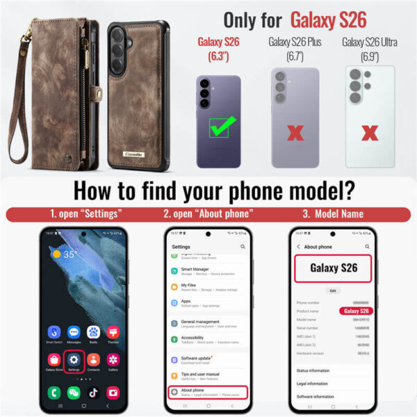 Alternative view of CaseMe Samsung Galaxy S26 2-in-1 Magnetic RFID Wallet Case with Wireless Charging & Detachable Wrist Strap