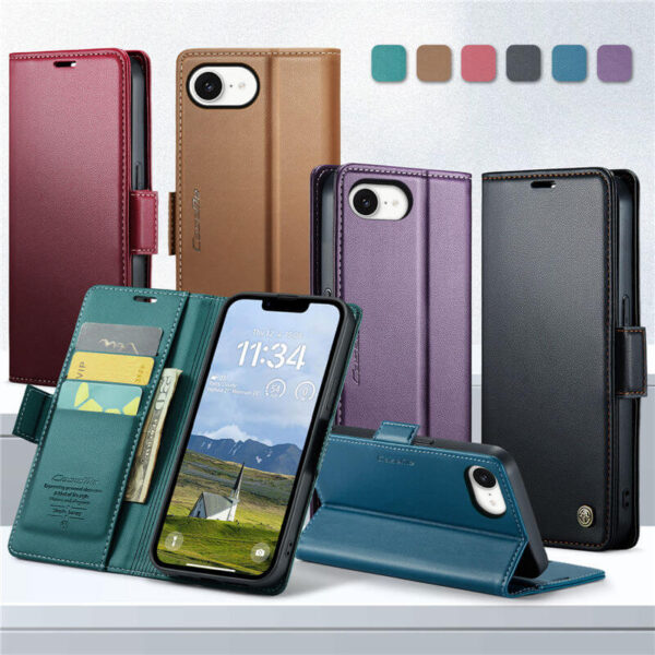 Alternative view of CaseMe iPhone 17e Wallet RFID Blocking Magnetic Buckle Case