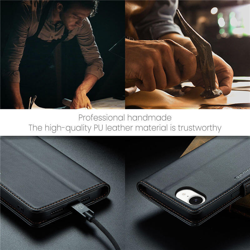 CaseMe iPhone 16e Wallet RFID Blocking Magnetic Buckle Case - Image 11