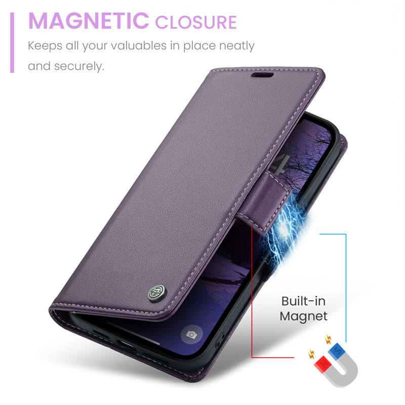 CaseMe iPhone 16e Wallet RFID Blocking Magnetic Buckle Case - Image 9