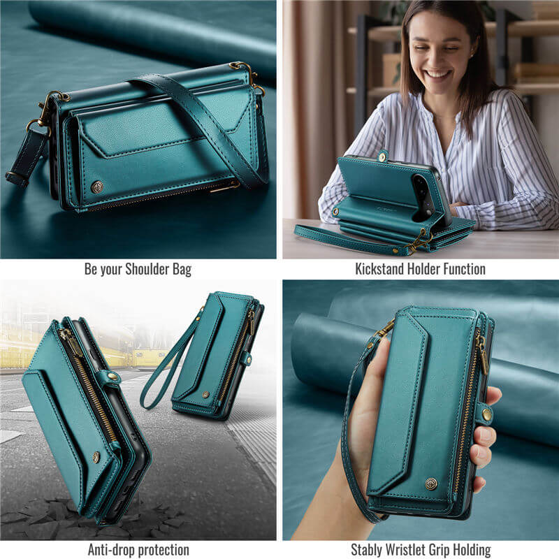 CaseMe Google Pixel 11/Pixel 11 Pro RFID Wallet Case with Crossbody Strap