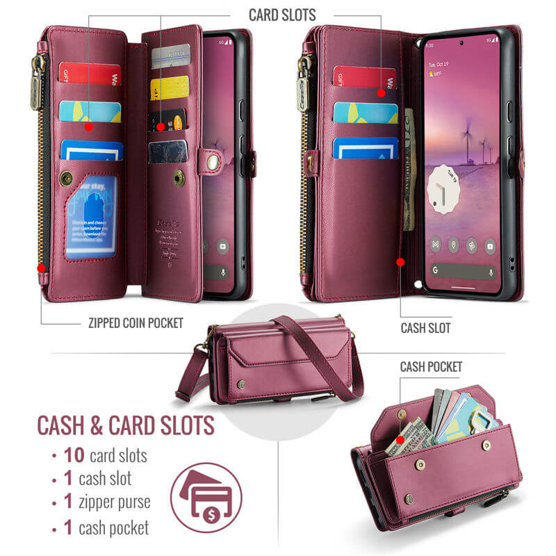 CaseMe Google Pixel 11 Pro XL RFID Wallet Case with Crossbody Strap