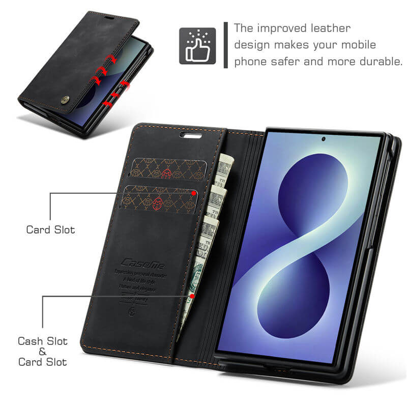 CaseMe Samsung Galaxy Z Fold8 Wallet Case with Magnetic Closure & Kickstand - Image 5