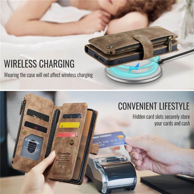 CaseMe Samsung Galaxy Z Fold8 Ultra Wallet Case with Zipper Pocket & Wireless Charging - Image 5