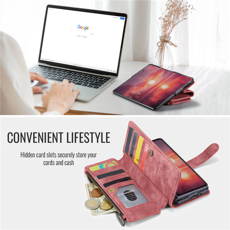 CaseMe Samsung Galaxy Z Fold8 Ultra Wallet Case with Zipper Pocket & Wireless Charging - Image 6