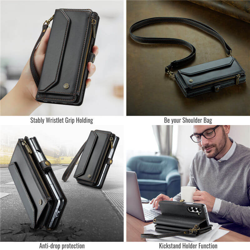 CaseMe Samsung Galaxy Z Fold8 Ultra RFID Wallet Case with Crossbody Strap, 7 card slots, Zipper Pocket & Wireless Charging - Image 10