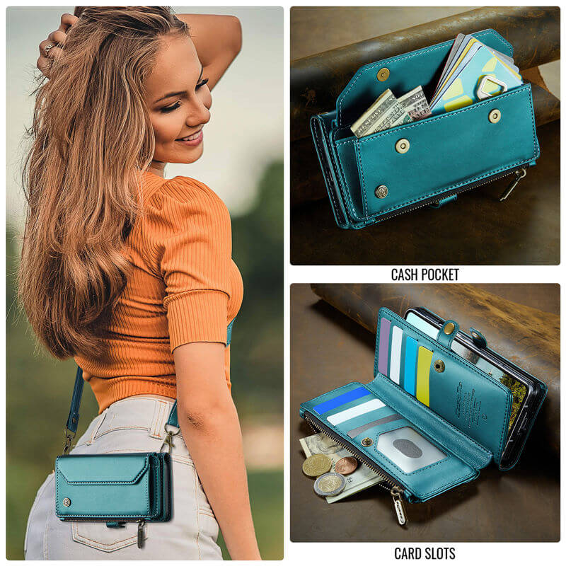 CaseMe Samsung Galaxy Z Fold8 Ultra RFID Wallet Case with Crossbody Strap, 7 card slots, Zipper Pocket & Wireless Charging - Image 11
