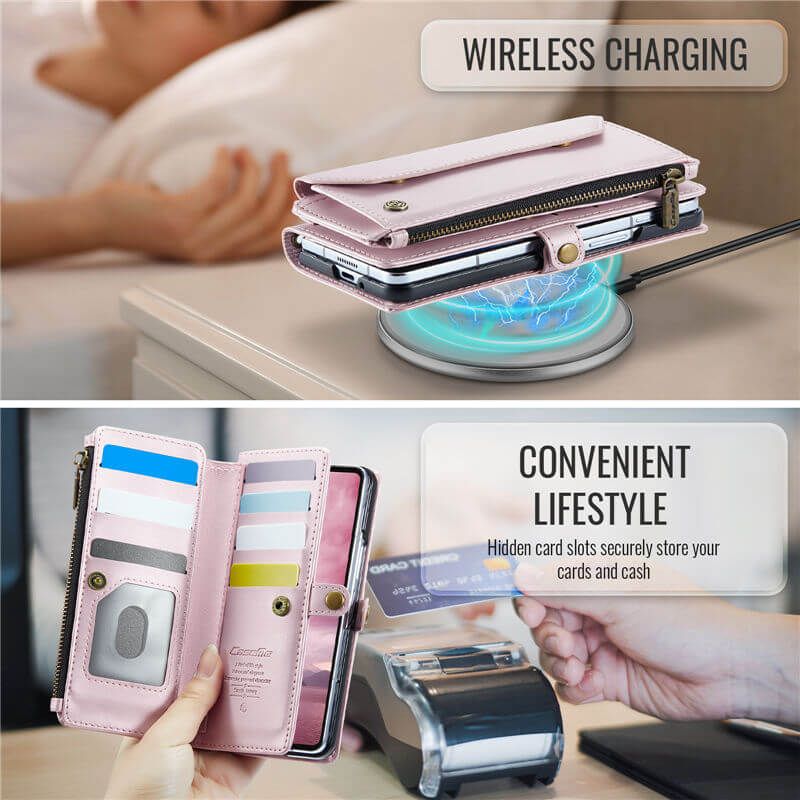 CaseMe Samsung Galaxy Z Fold8 Ultra RFID Wallet Case with Crossbody Strap, 7 card slots, Zipper Pocket & Wireless Charging - Image 7
