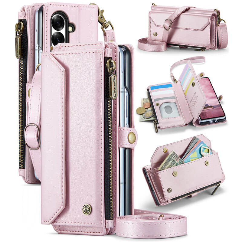CaseMe Samsung Galaxy Z Fold8 Ultra RFID Wallet Case with Crossbody Strap, 7 card slots, Zipper Pocket & Wireless Charging
